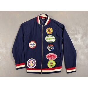Vintage 1970s Swimming track zip NSSA Olympic Patches sports jacket Boys Large